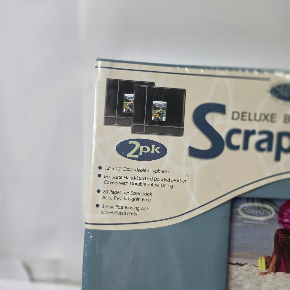 Memory Stor Deluxe Bonded Leather Scrapbooks 2 Pack Blue 12x12 20 Pgs NEW
